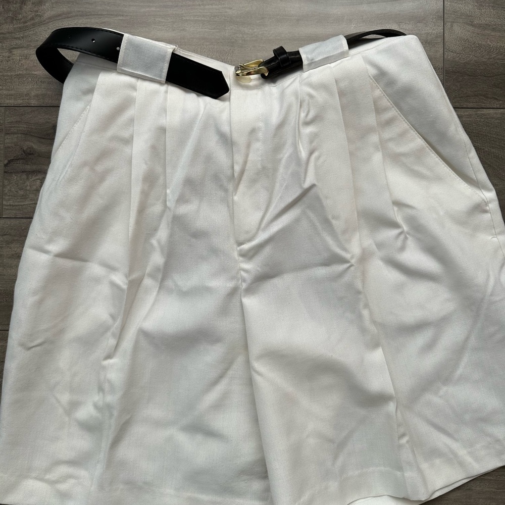 Elegant White Women's Shorts with Belt
